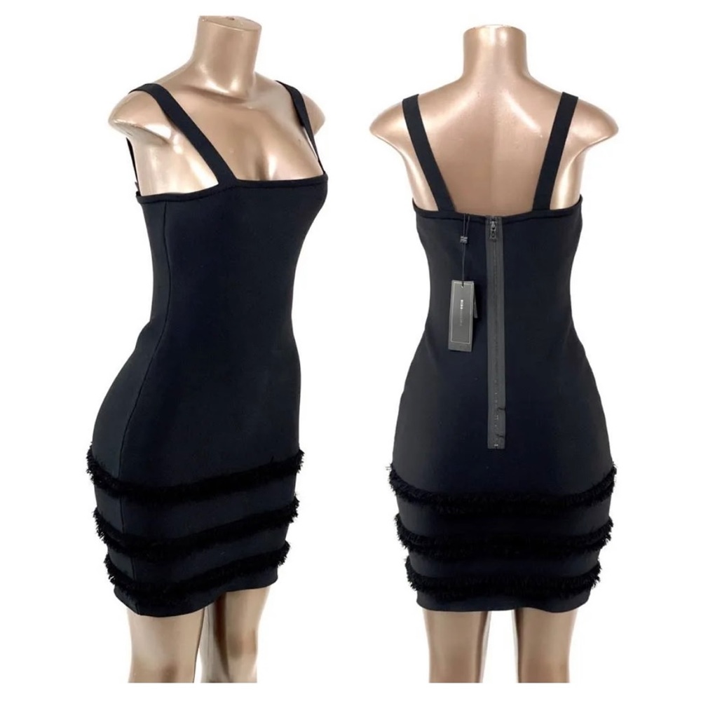 BCBGMAXAZRIA NWT XS Fringe Trim Bodycon Dress